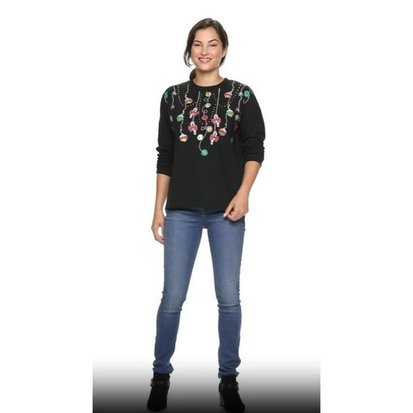 MCCC Sportswear Women's Black French Terry Holiday Graphic Sweatshirt Medium - Picture 3 of 11